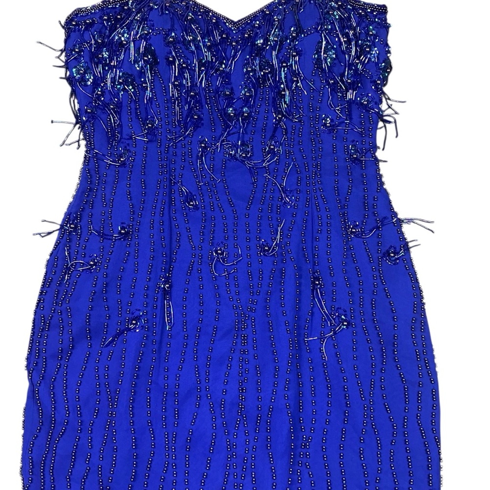 Vintage 90s Alyce Designs purple beaded 100% silk cocktail dress size small - Picture 6 of 10
